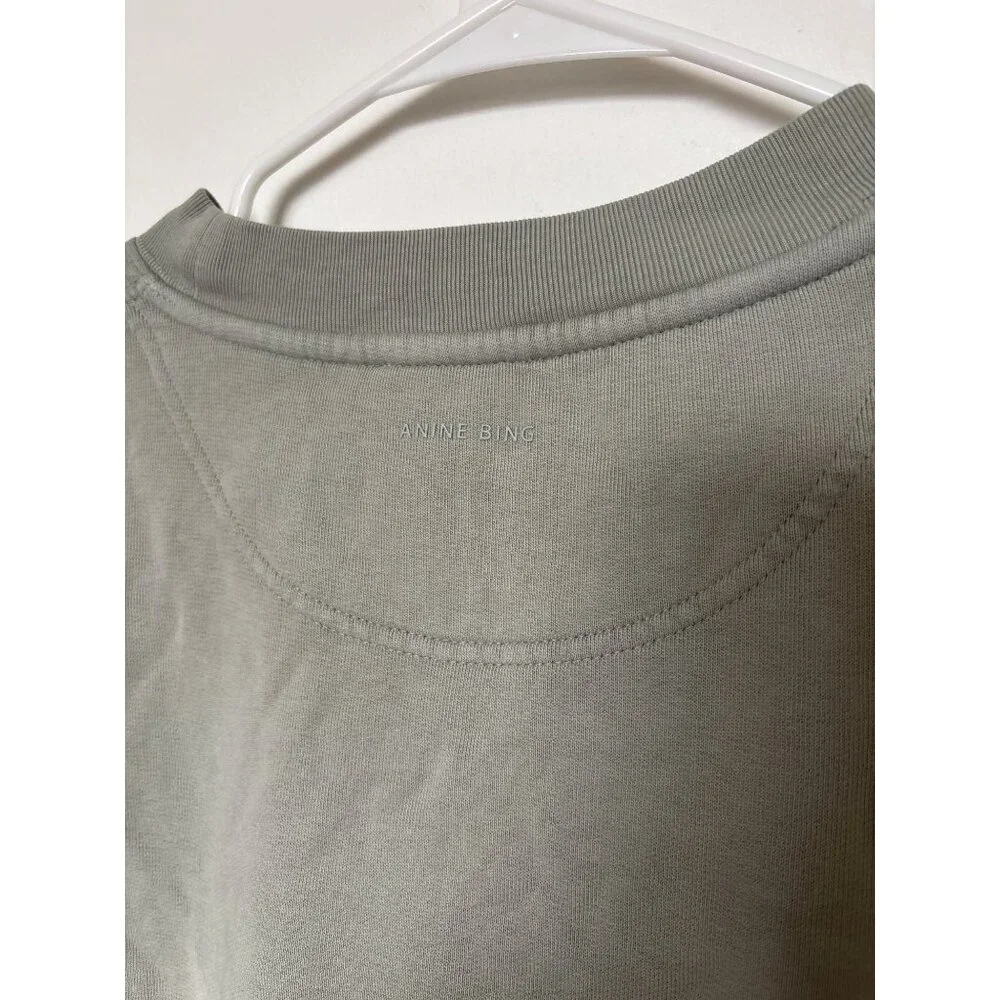 Anine Bing Womens Green Crewneck Sweatshirt With Satin "BING" Logo, new with tag - Picture 8 of 8